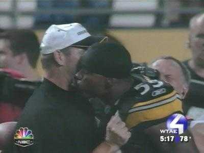 Joey Porter and Bill Cowher Remember the kiss from Joey Porter?