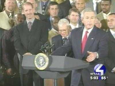Bill Cowher at White House Cowher and the entire Super Bowl team met President George W. Bush at the White House.