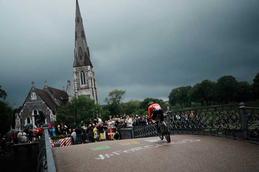 Cycling Tour de France Review Photo Gallery Britain's Fred Wright rides during the first stage of the Tour de France cycling race, an individual time trial over 13.2 kilometers (8.2 miles) with start and finish in Copenhagen, Denmark, Friday, July 1, 2022.