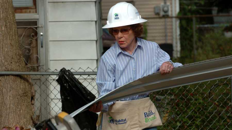 Habitat for Humanity - 2005 Jimmy Carter Work Project - Day 2 Rosalynn Carter during Habitat for Humanity - 2005 Jimmy Carter Work Project - Day 2 at Benton Harbor in Benton Harbor, Michigan, United States. ***Exclusive*** (Photo by R. Diamond/WireImage)
