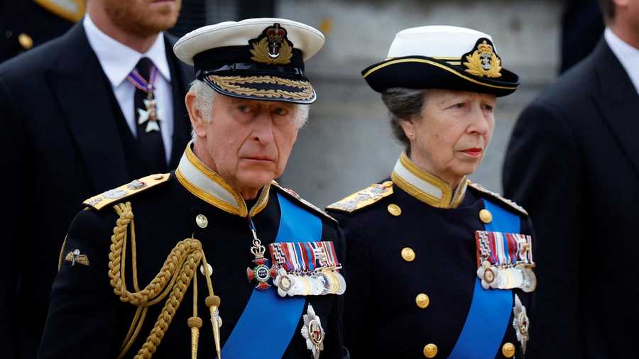 King Charles III King Charles III and Britain's Anne, Princess Royal, attend the state funeral and burial of Queen Elizabeth, at Parliament Square in London, Britain, Sept. 19, 2022.