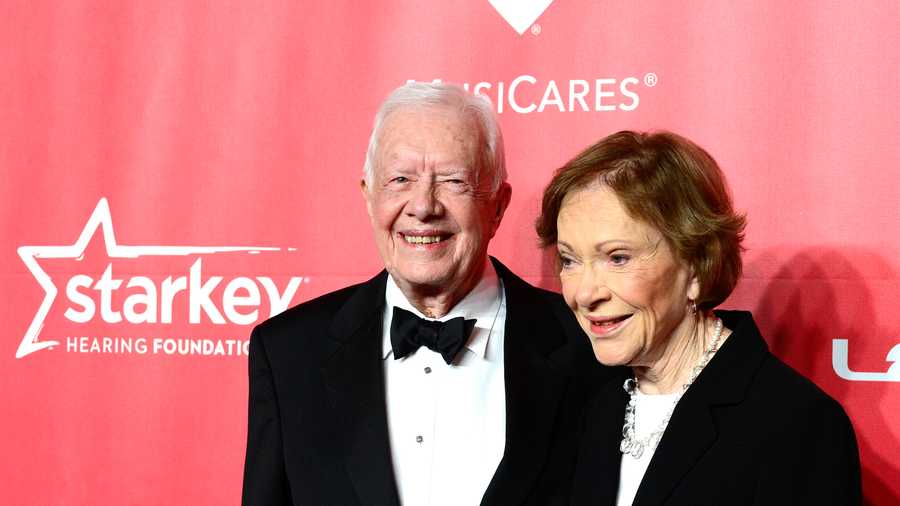 The 2015 MusiCares Person Of The Year Gala Honoring Bob Dylan - Arrivals LOS ANGELES, CA - FEBRUARY 06: Former U.S. President Jimmy Carter (L) and former First Lady Rosalynn Carter attend the 25th anniversary MusiCares 2015 Person Of The Year Gala honoring Bob Dylan at the Los Angeles Convention Center on February 6, 2015 in Los Angeles, California. The annual benefit raises critical funds for MusiCares' Emergency Financial Assistance and Addiction Recovery programs. (Photo by Frazer Harrison/Getty Images)