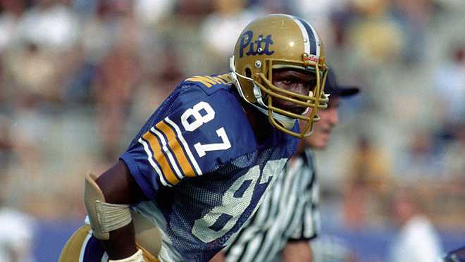 PITTSBURGH - 1980:  Rickey Jackson #87 of the University of Pittsburgh Panthers looks on from the field during a college football game at Pitt Stadium circa 1980 in Pittsburgh, Pennsylvania.  (Photo by George Gojkovich/Getty Images)